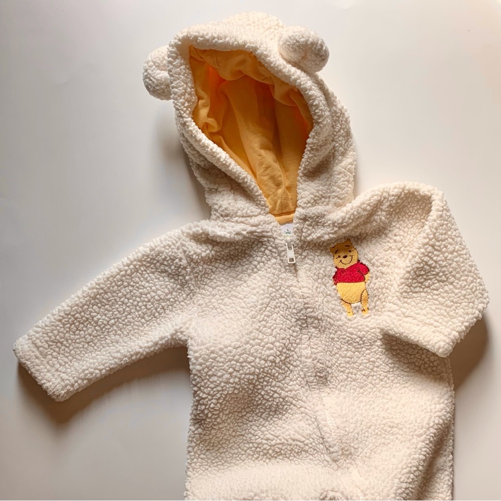 Disney Baby Winnie the Pooh Footies Sherpa Onesie Zip Front